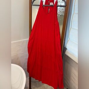 Self Contrast Tuckernuck Anthropolgie Brand Bright Red Sleeveless Maxi Dress